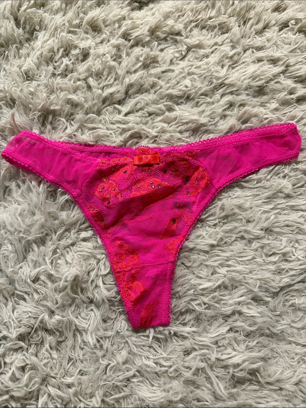 NWT Vintage Victoria's Secret Lace Rhinestone Thong Rare Small